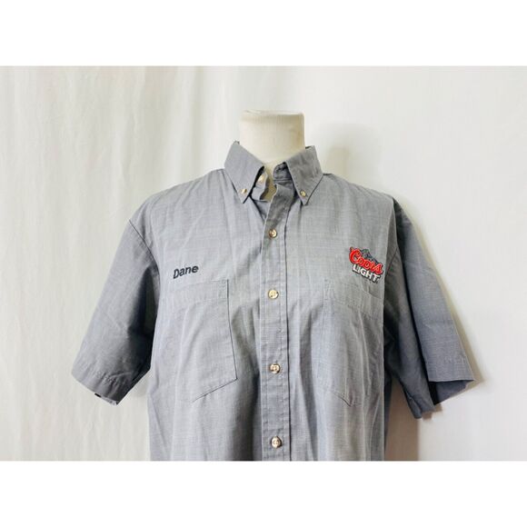 Coors Light Men's Shirt Grey Riverside Dane Button-Down Embroidered Size Medium - Picture 4 of 11